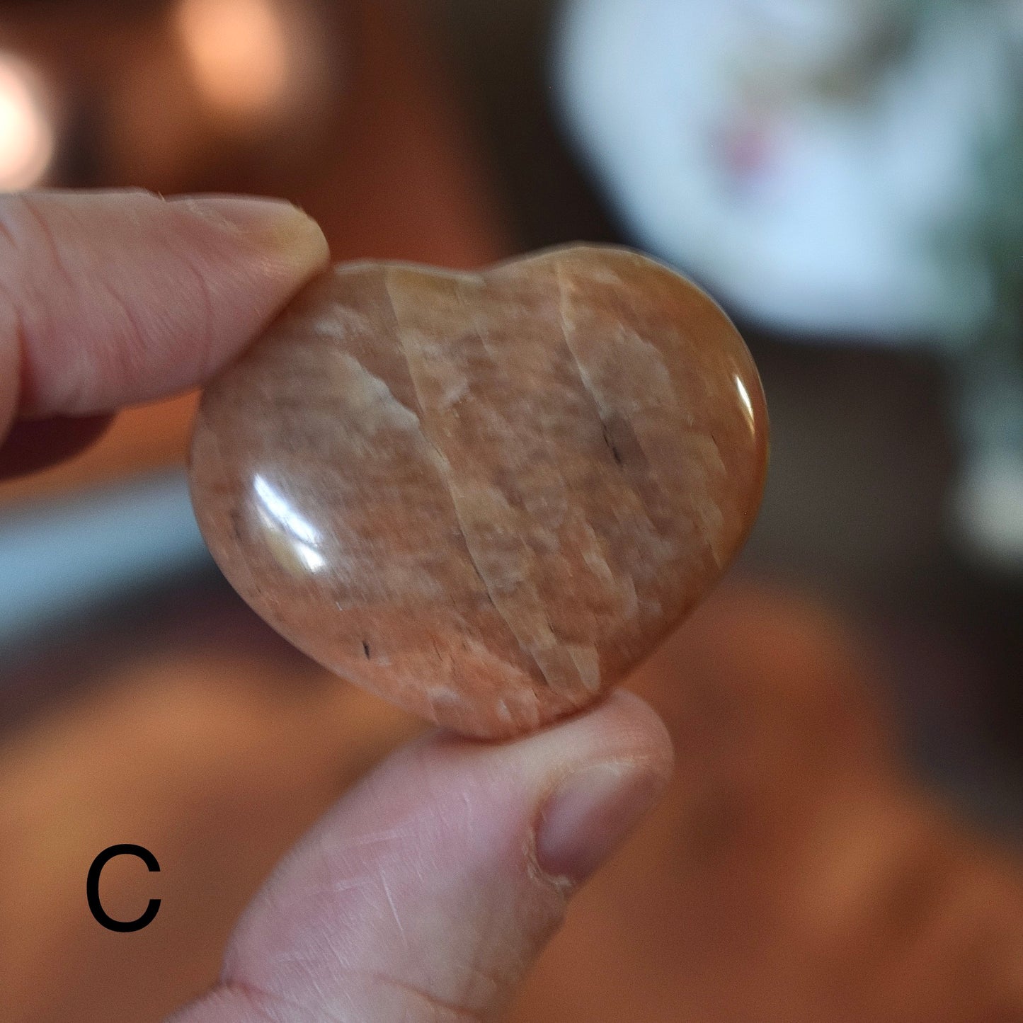 Peach Moonstone Heart