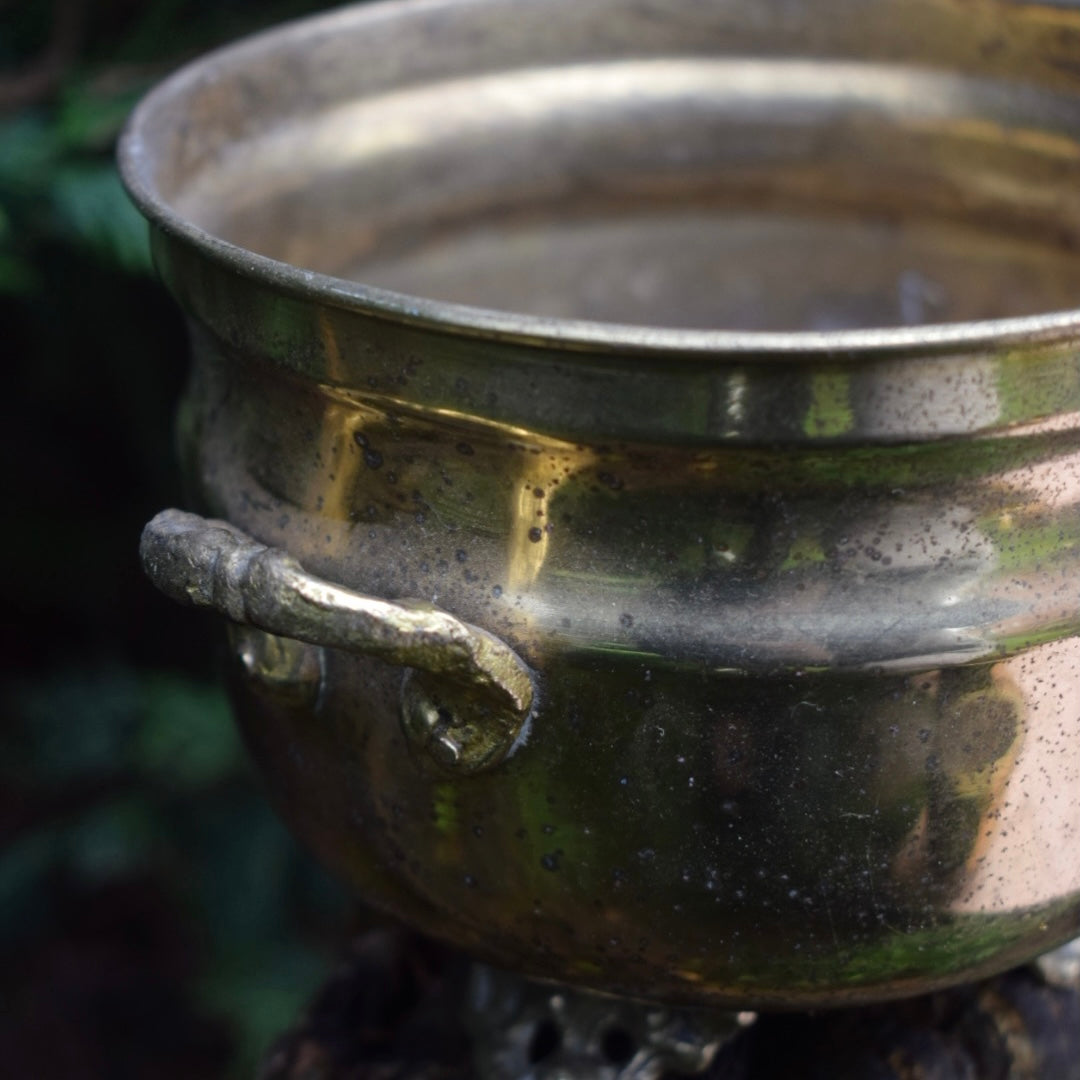 Vintage medium brass cauldron