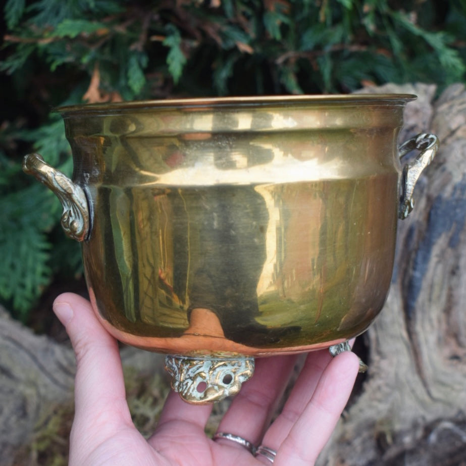 vintage Medium Brass Cauldron