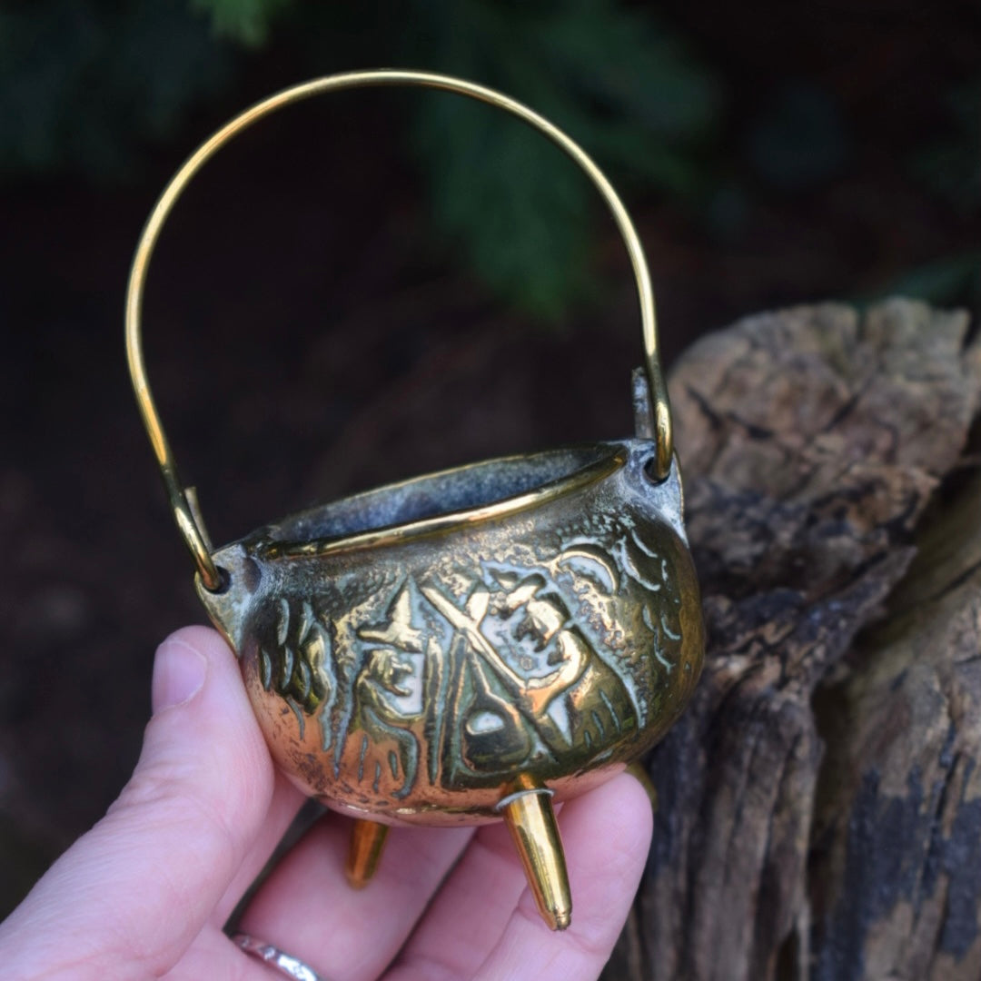 Vintage Brass Mini Witches Cauldron