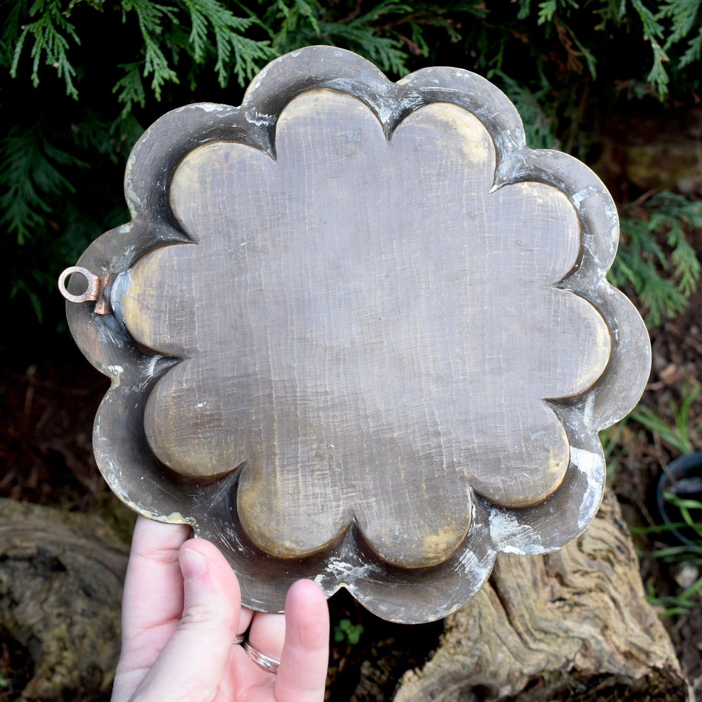 Vintage Brass Scallop Spell Plate