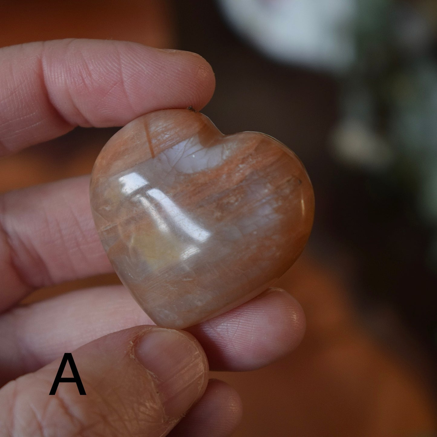 Peach Moonstone Heart