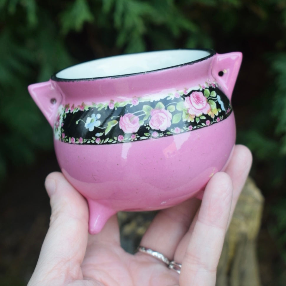 Vintage Small Ceramic Cauldron