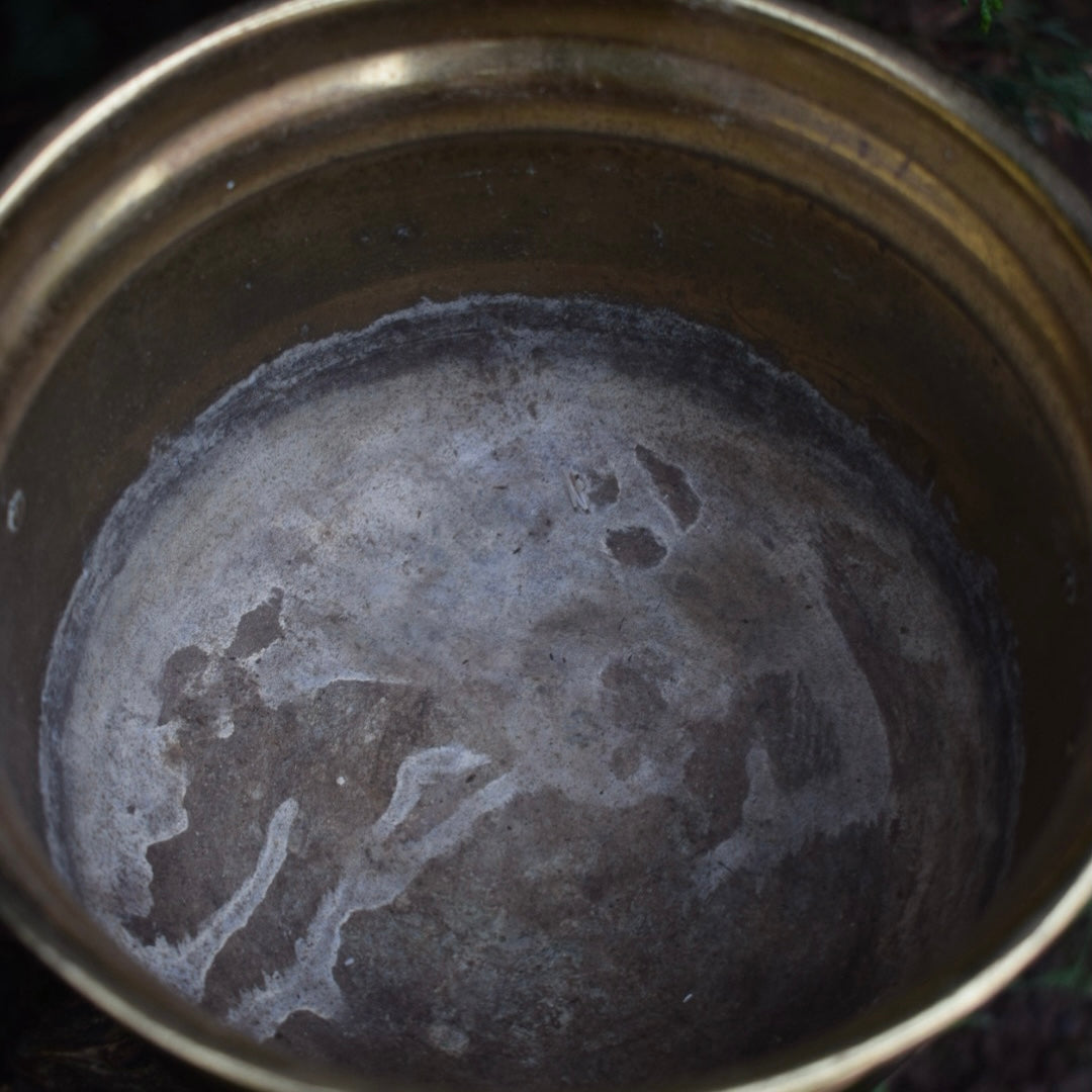 Vintage large brass cauldron