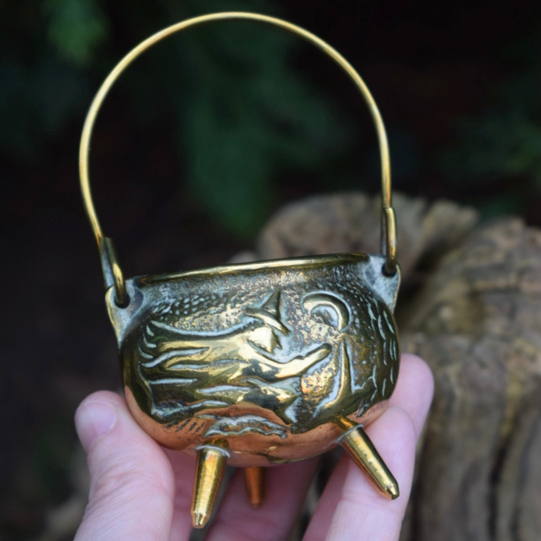 Vintage Brass Mini Witches Cauldron