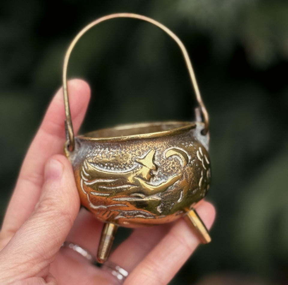 Small Vintage Brass Cauldron