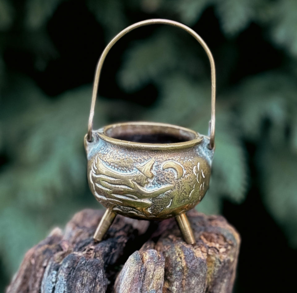 Small Vintage Brass Cauldron