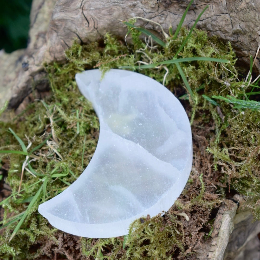 Selenite Moon Charging Plate