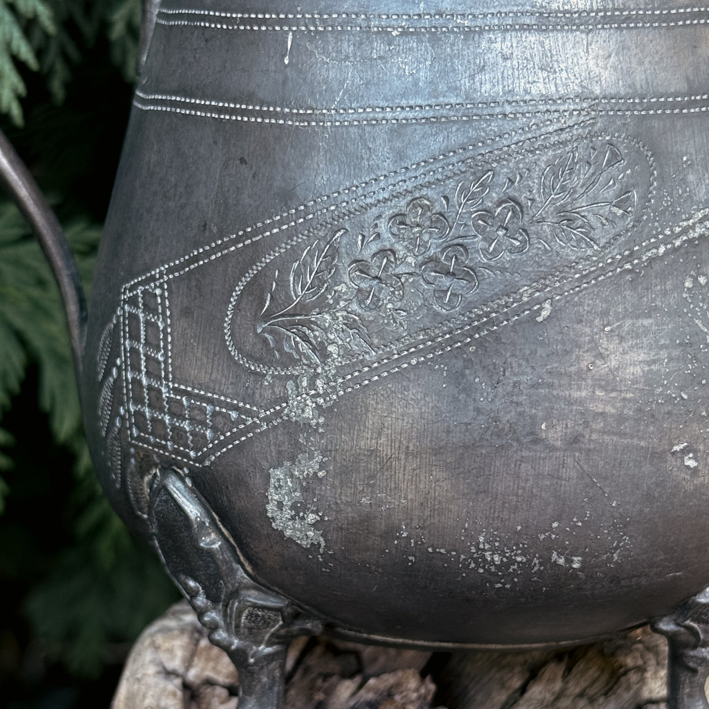 Vintage Pewter Cauldron Pot