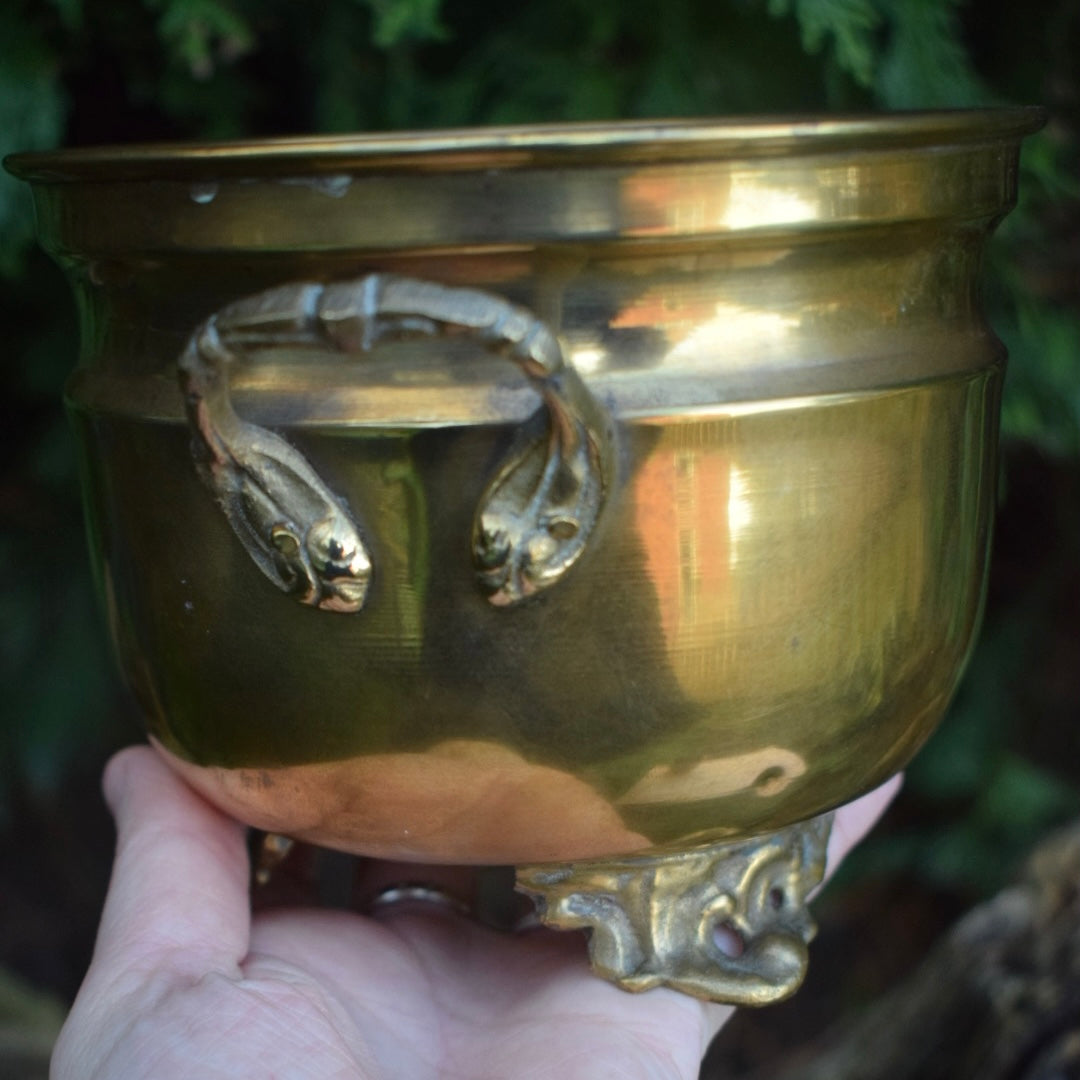Vintage Medium Brass Cauldron