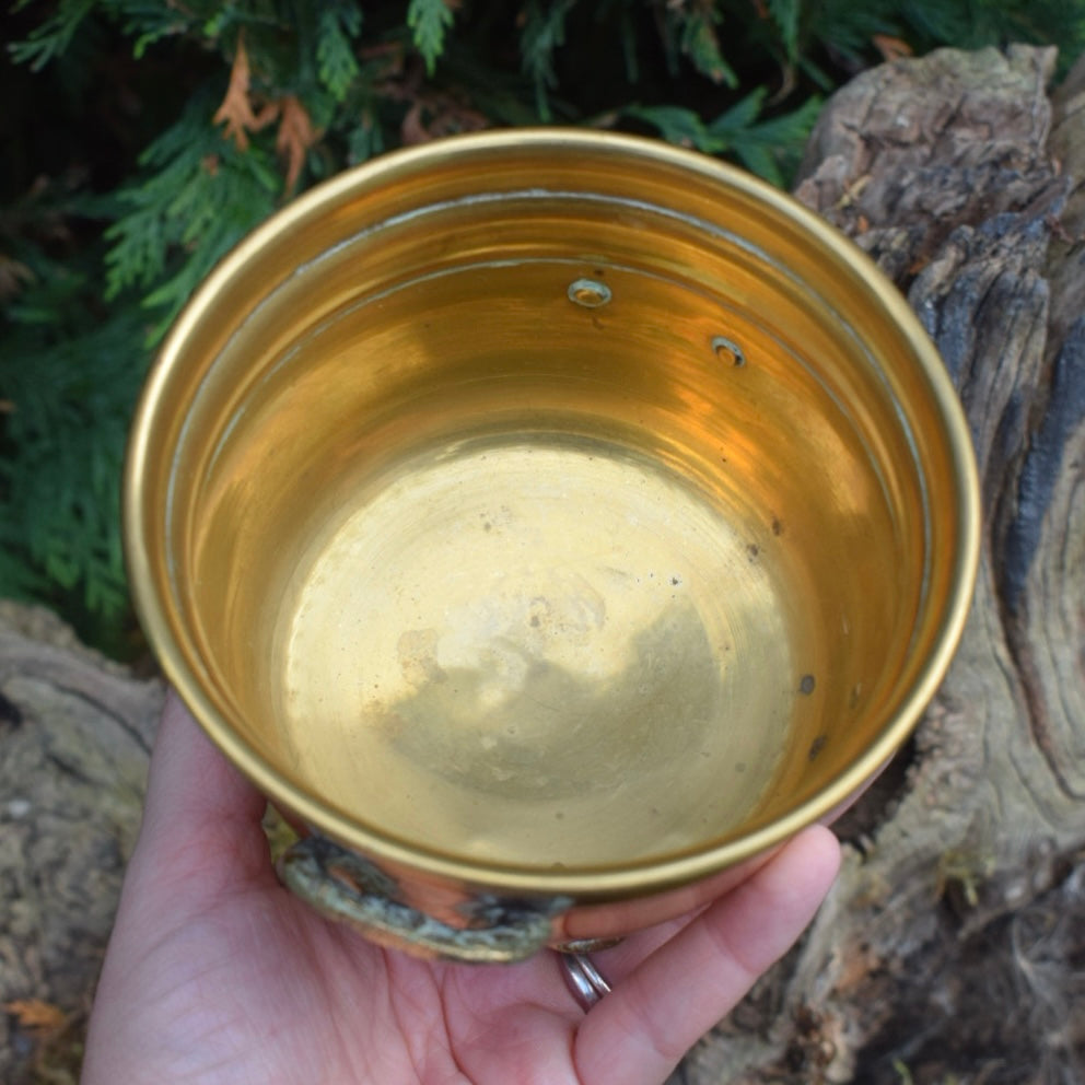 Vintage Small Brass Cauldron