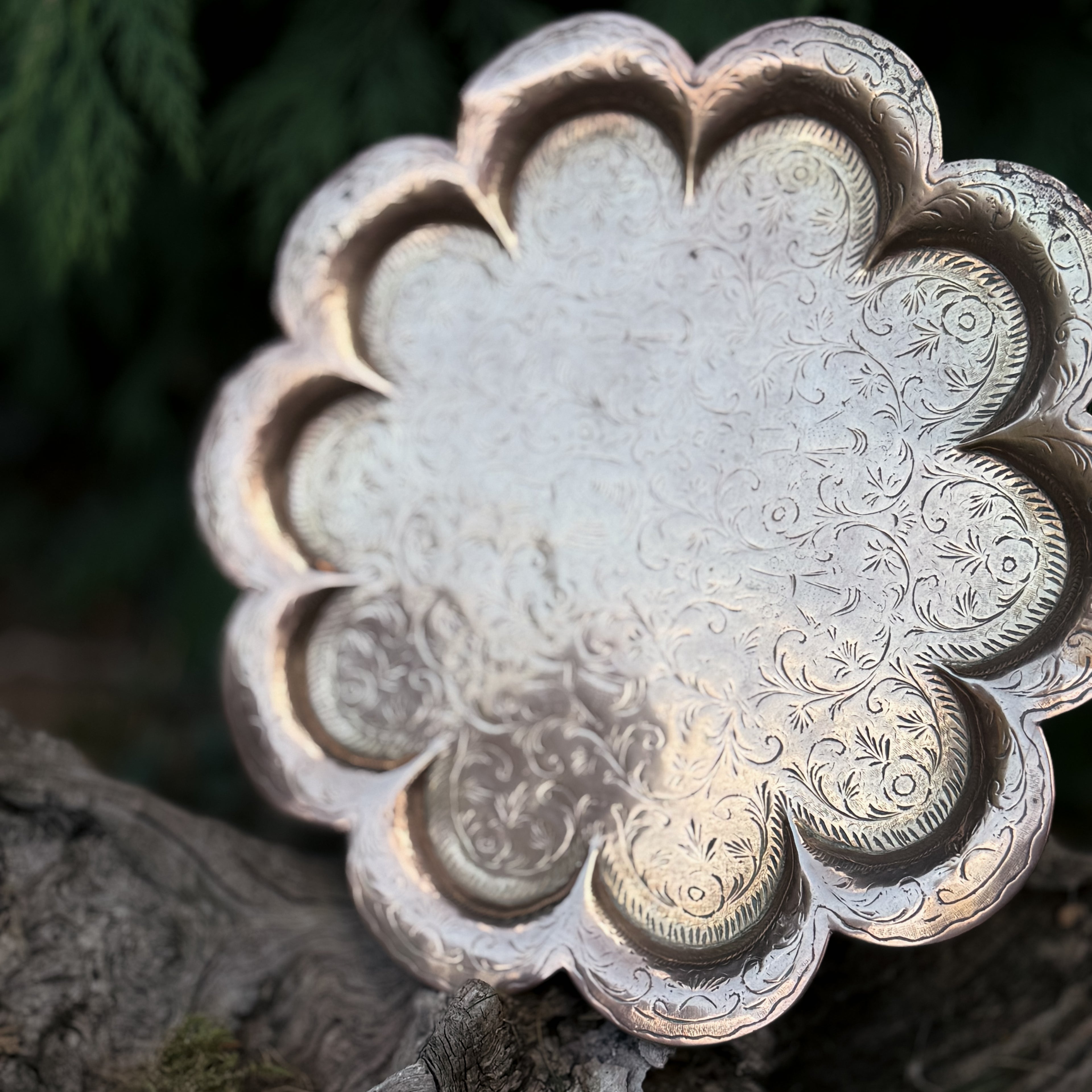Vintage Large Brass Spell Plate