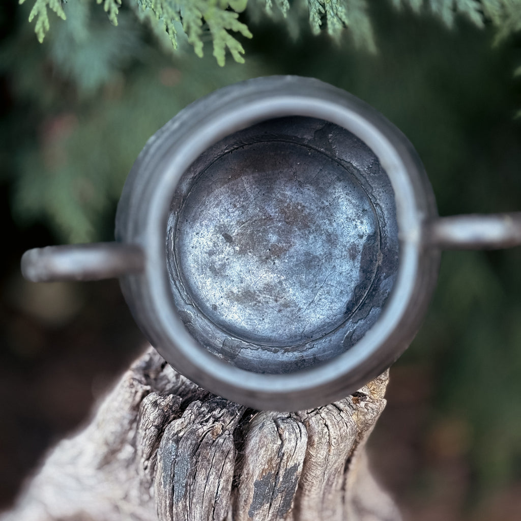 Vintage Pewter Cauldron Pot