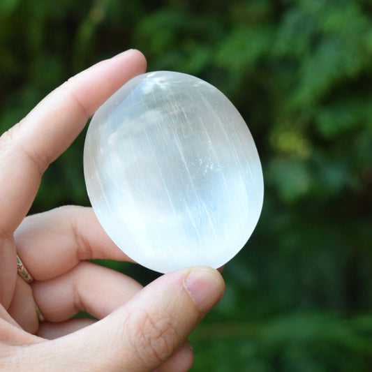 Selenite Palm Stone