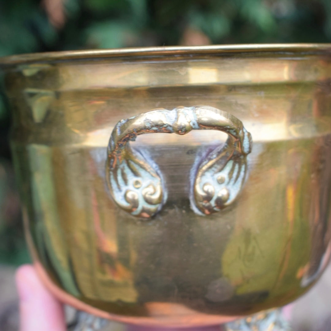 vintage Medium Brass Cauldron
