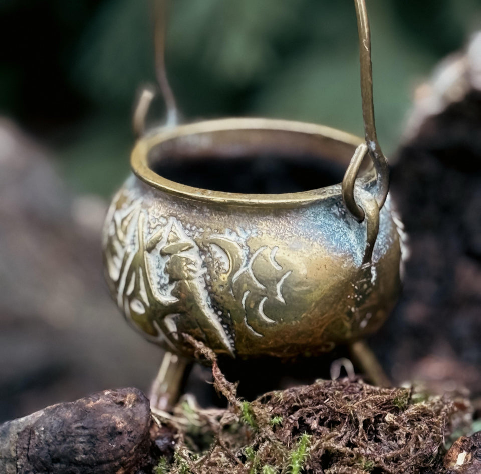 Small Vintage Brass Cauldron