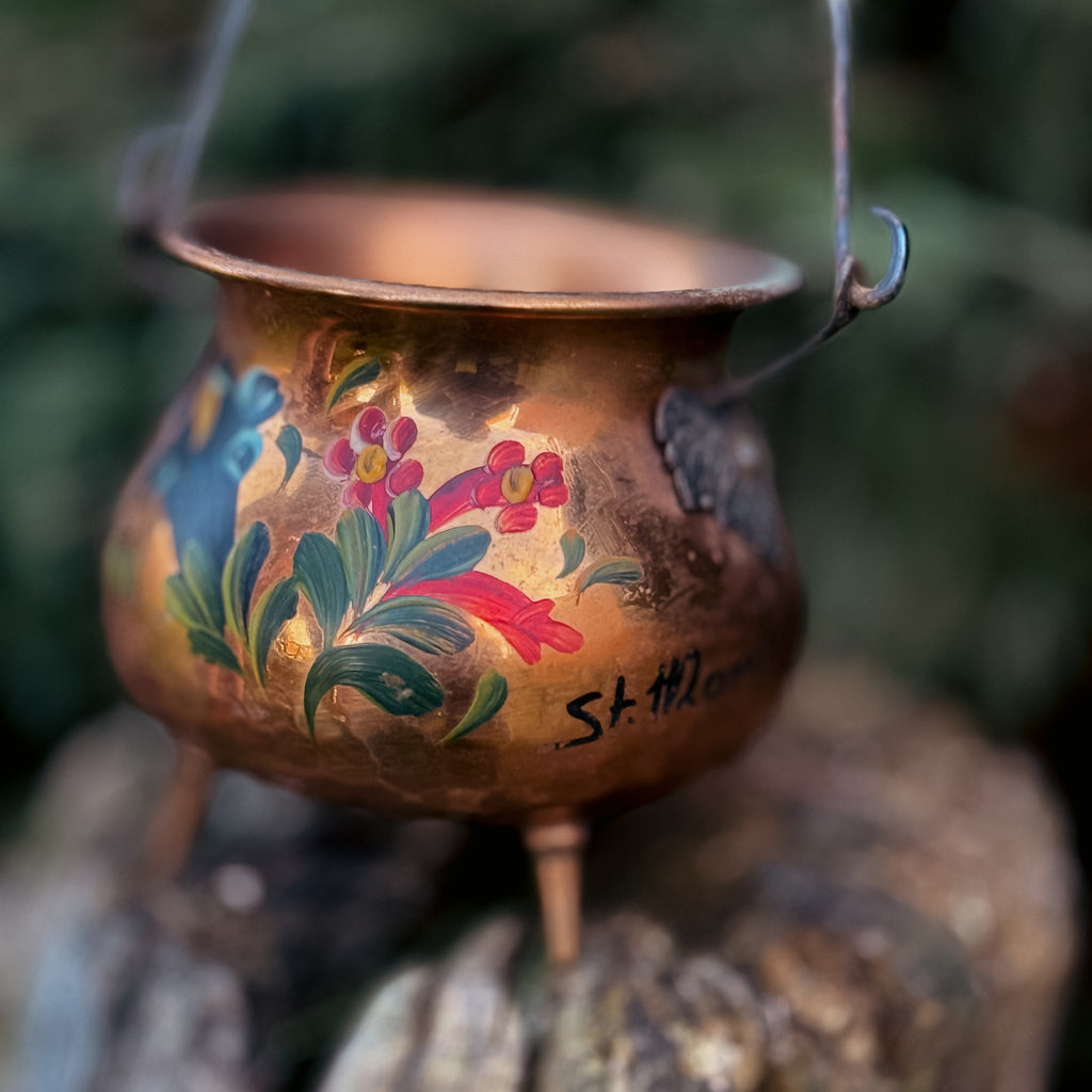Small Vintage Copper Cauldron