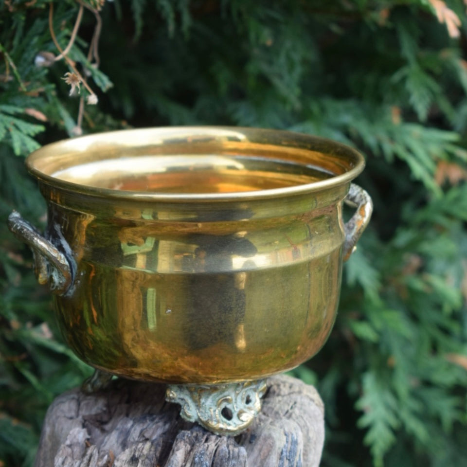 Vintage Small Brass Cauldron