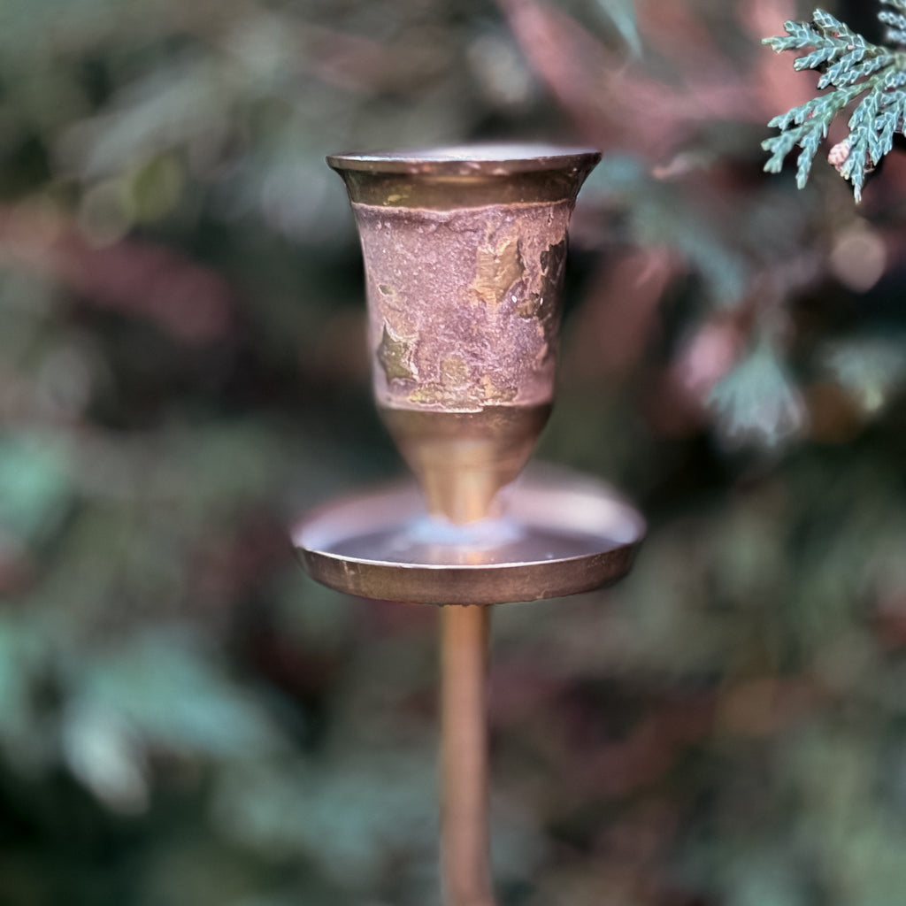 Vintage Brass And Enamel Candlestick Holders