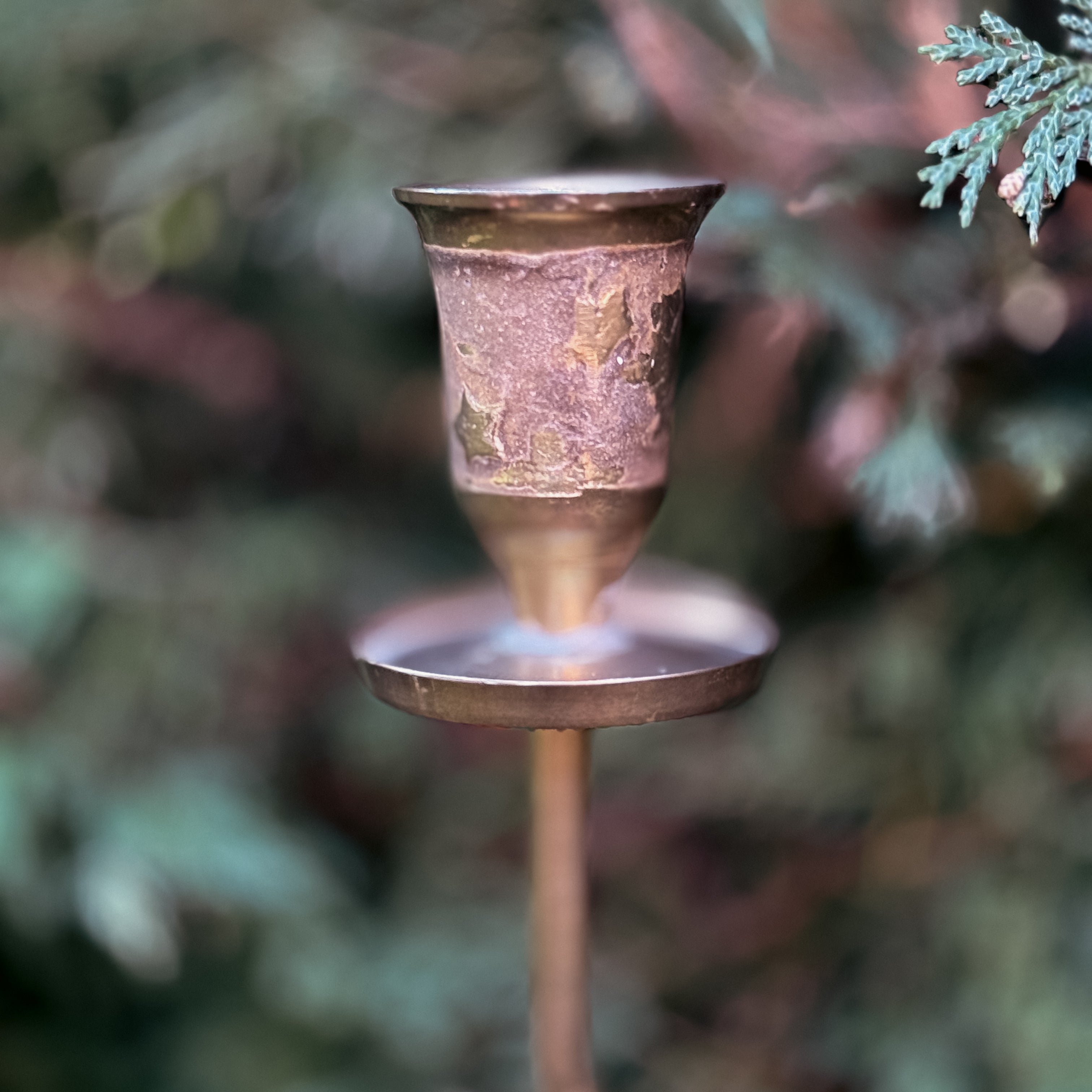 Vintage Brass And Enamel Candlestick Holders