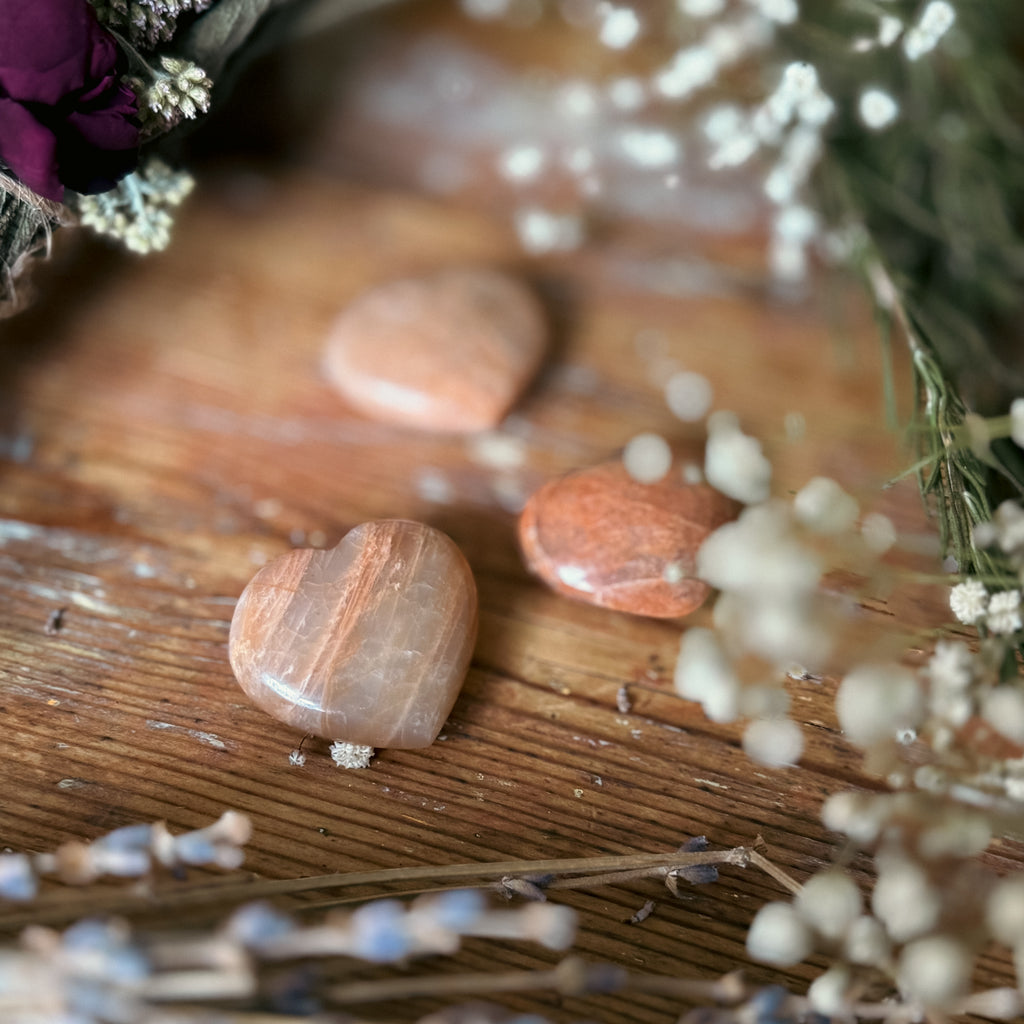 Peach Moonstone Heart