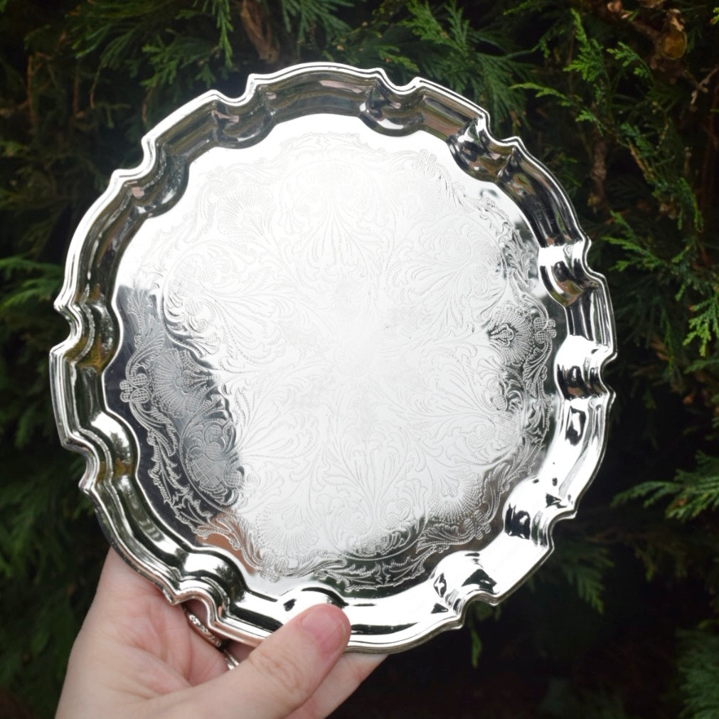 Vintage silver plated spell plate