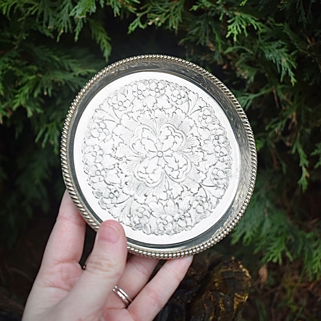 Vintage Silver plated spell plate