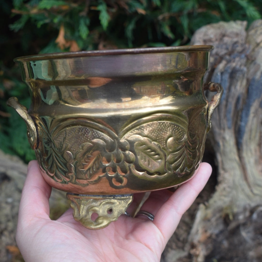 Vintage Medium Brass Cauldron
