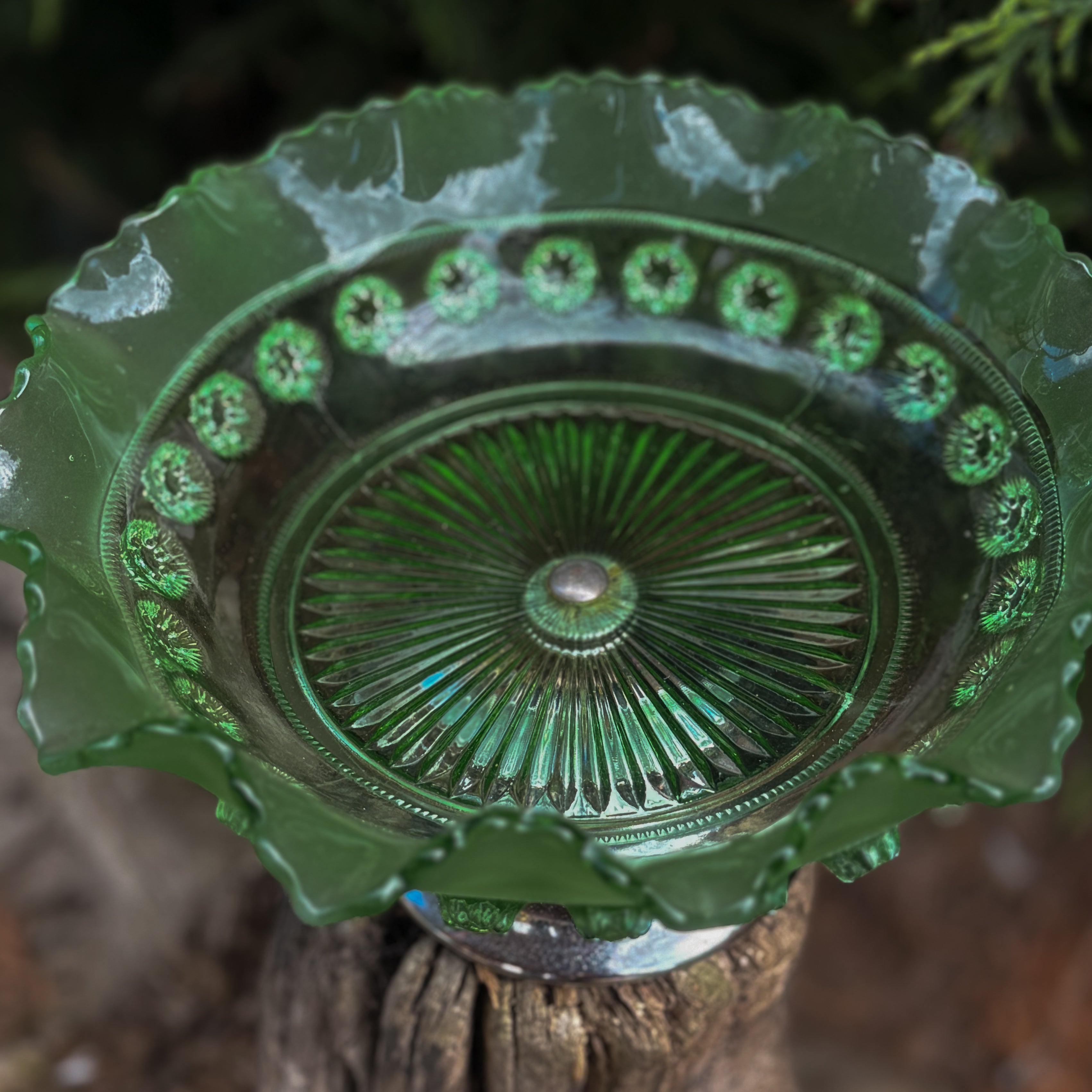 Vintage Green Glass Bowl