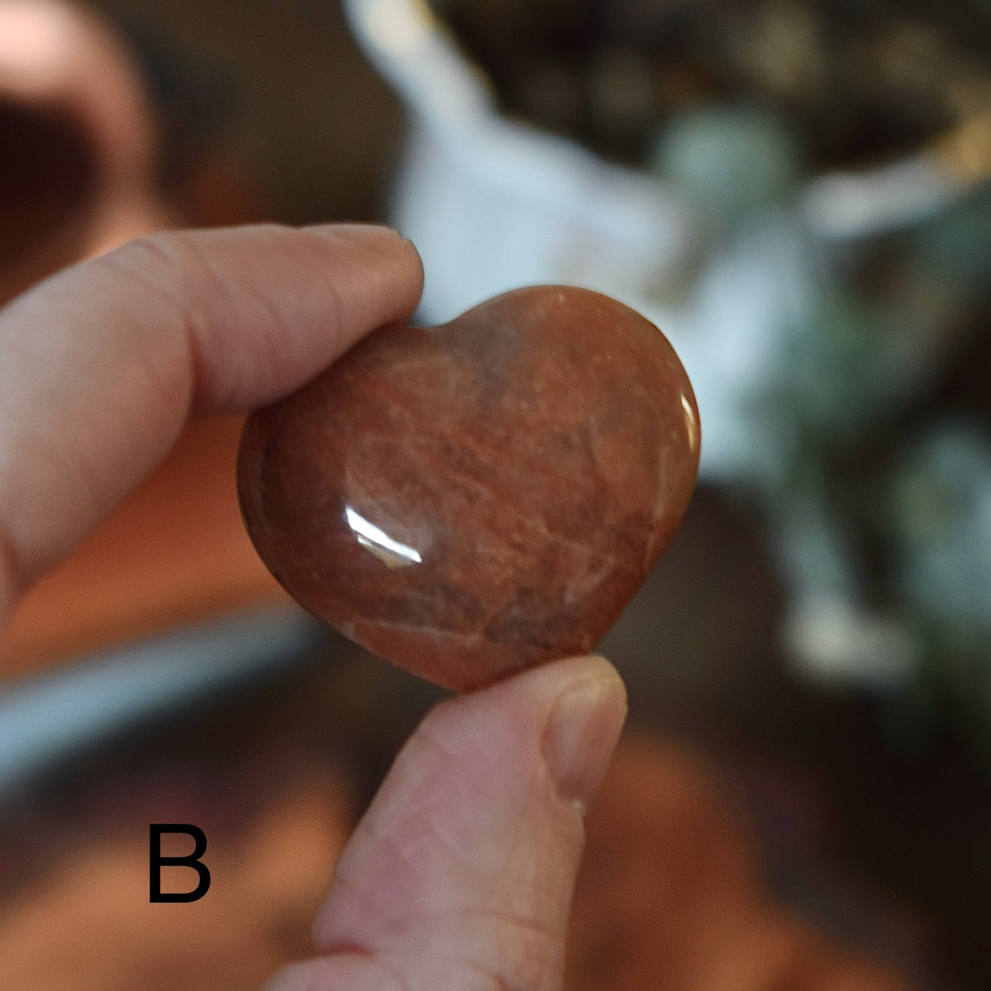 Peach Moonstone Heart