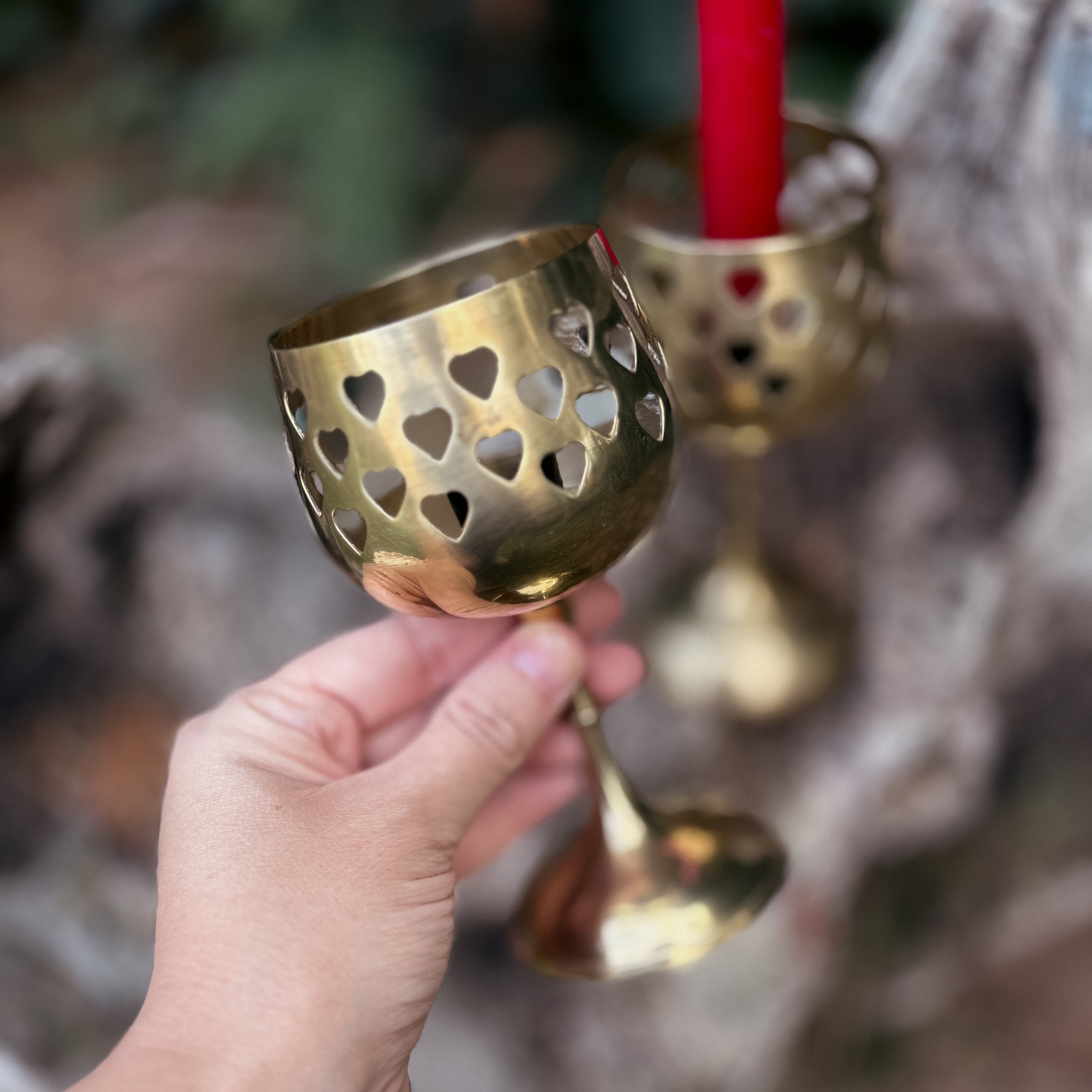 Vintage Heart Cut out Candle Stick Holders