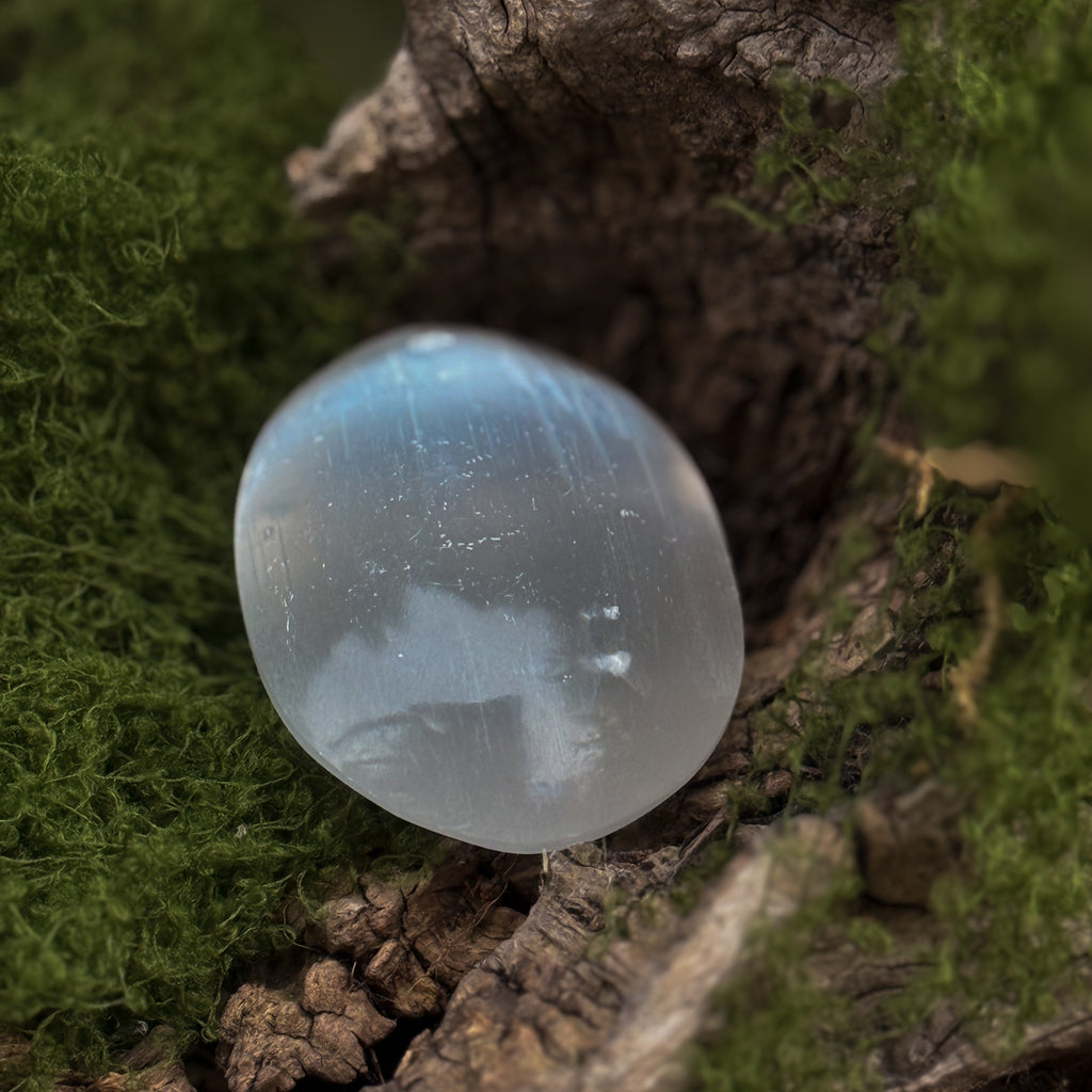 Selenite Palm Stone