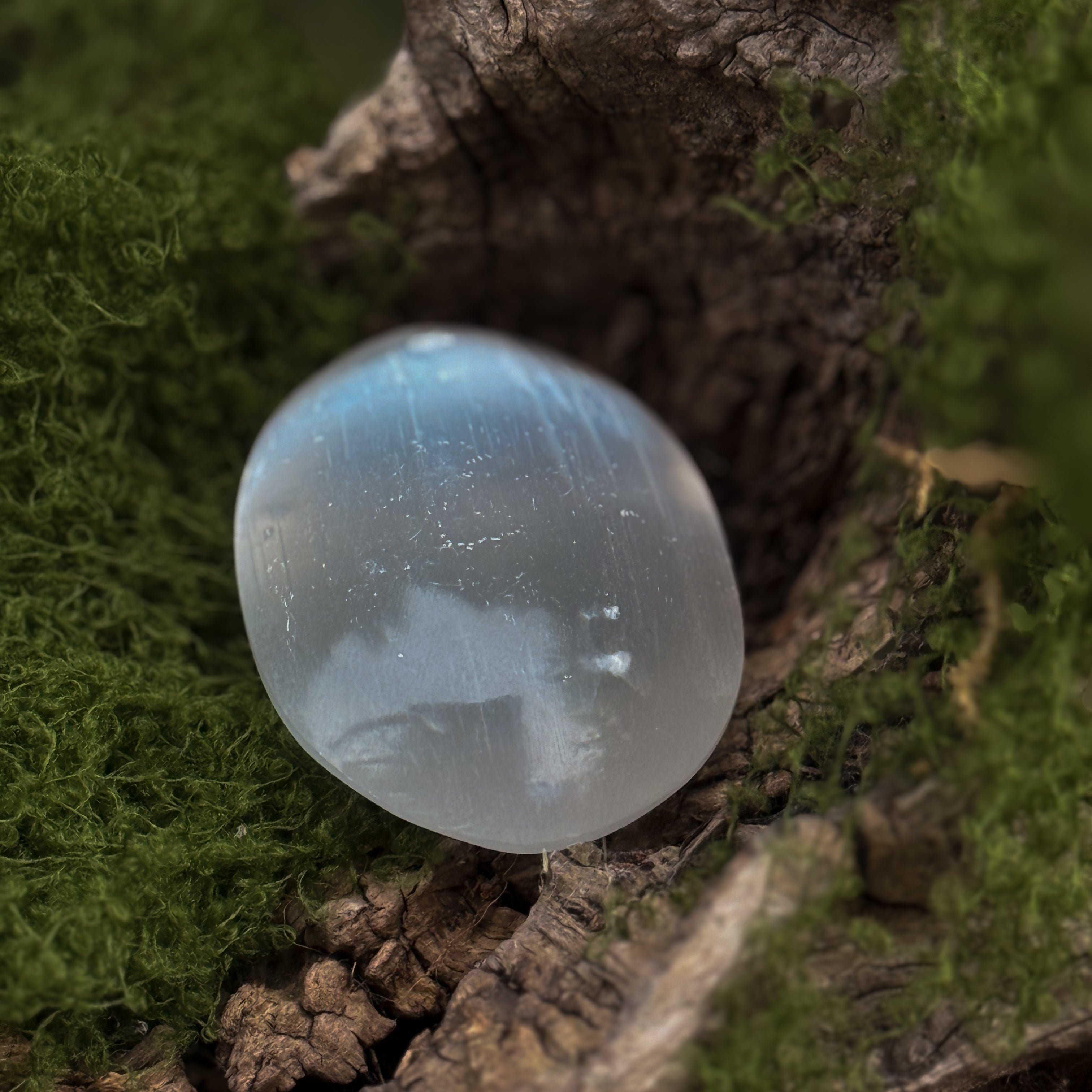 Selenite Palm Stone