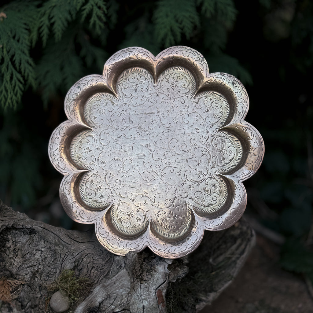 Vintage Large Brass Spell Plate