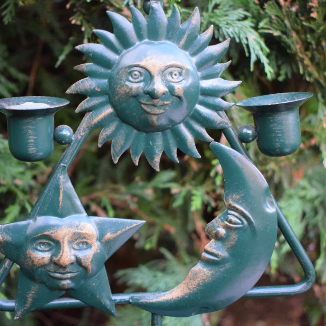 Vintage Sun, Moon and Star Candle Holder
