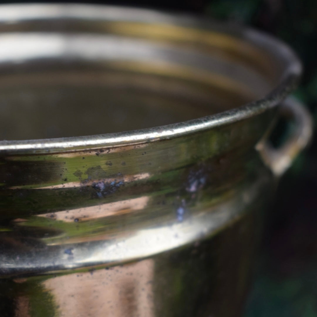 Vintage large brass cauldron