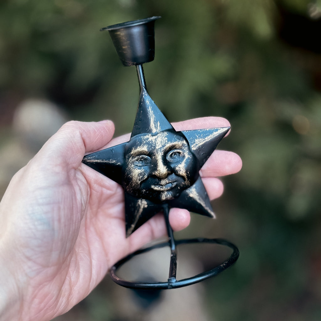 Vintage Sun & Star Candlestick Holders