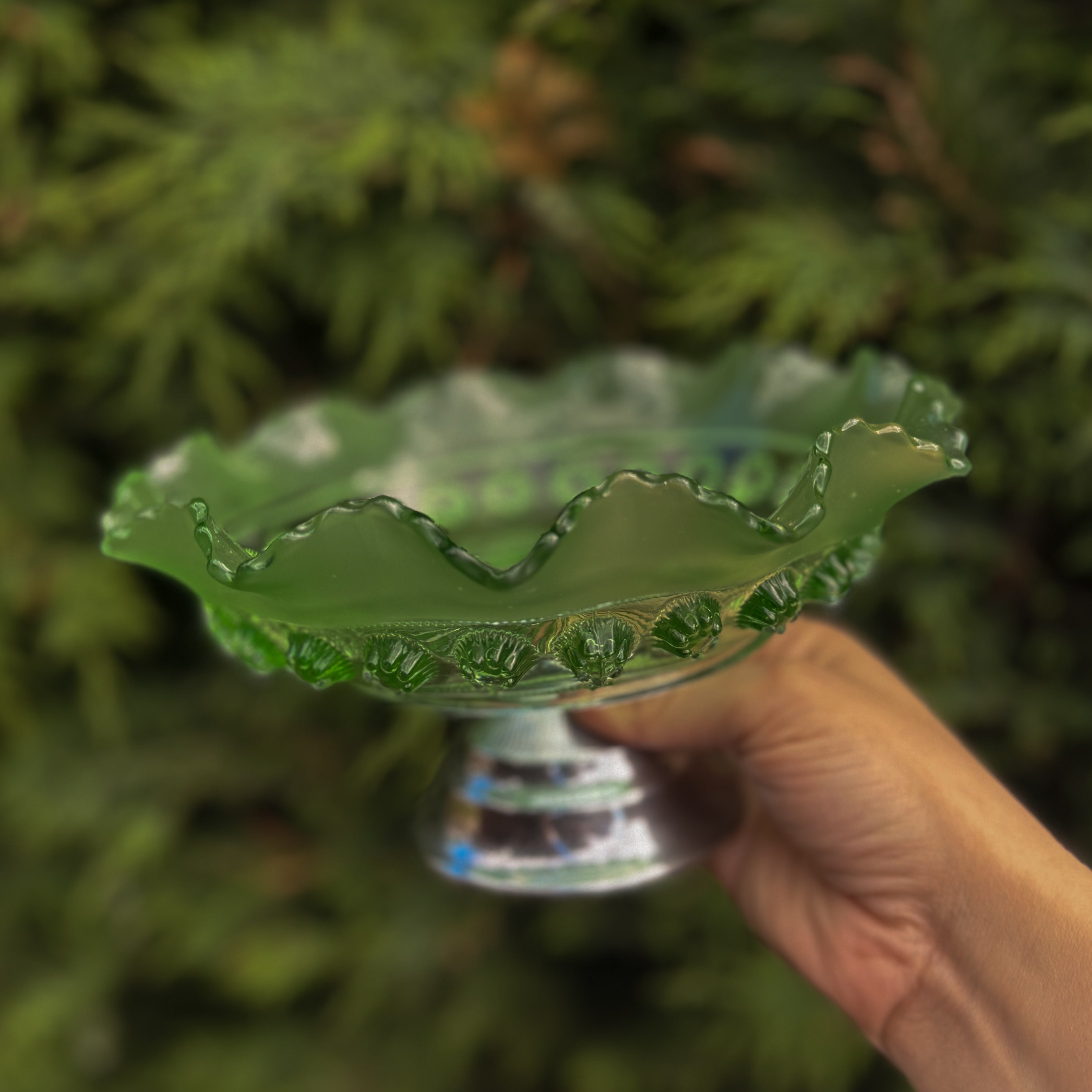 Vintage Green Glass Bowl