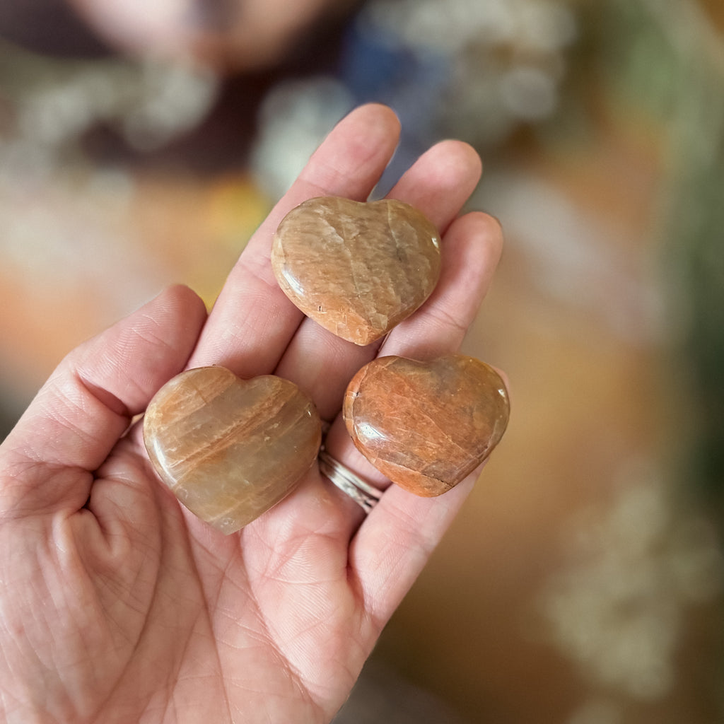 Peach Moonstone Heart
