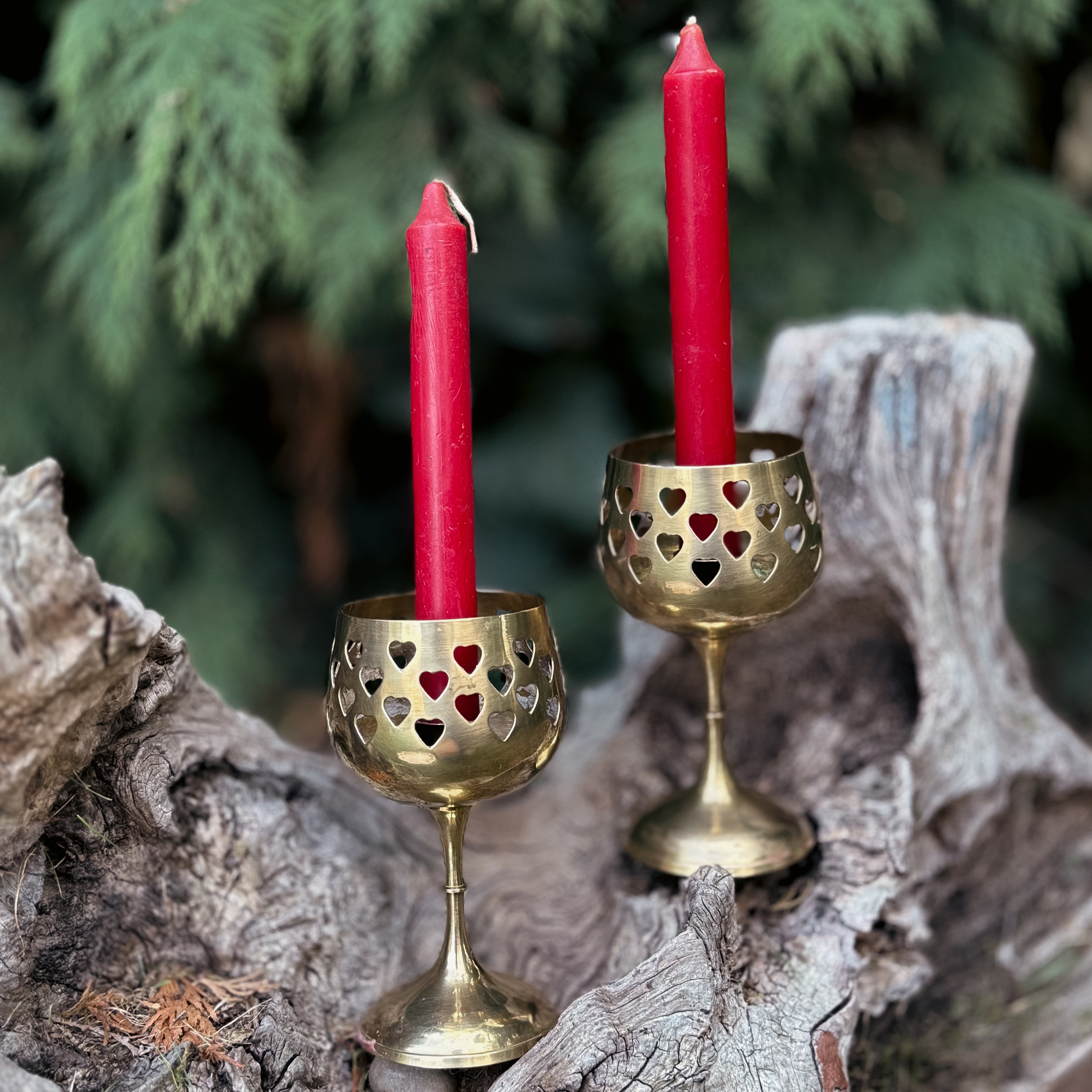 Vintage Heart Cut out Candle Stick Holders