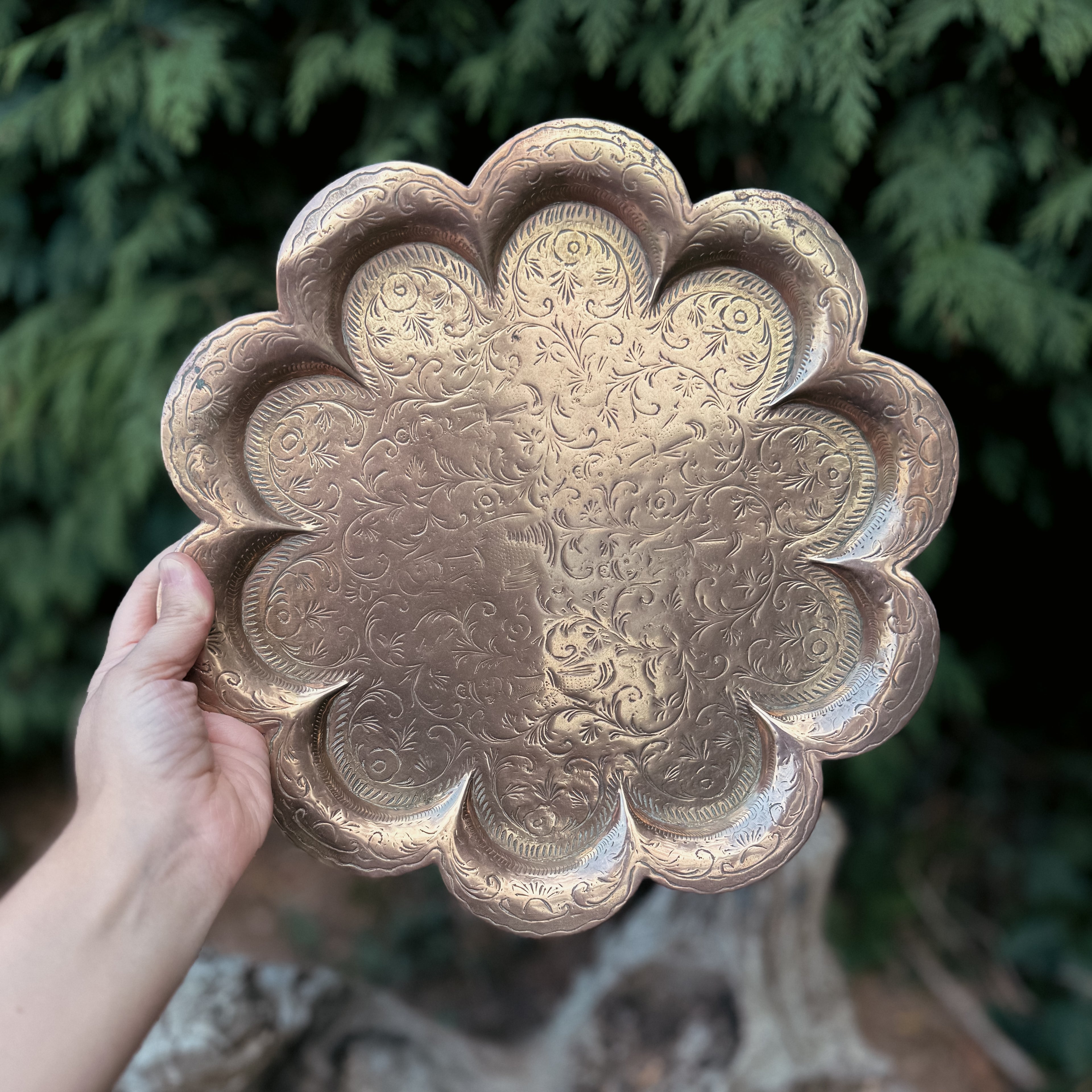 Vintage Large Brass Spell Plate