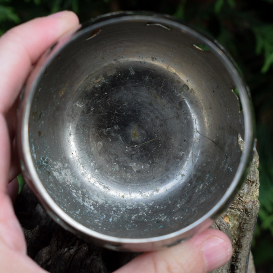 Vintage Silver Sun & Moon Tealight Holder