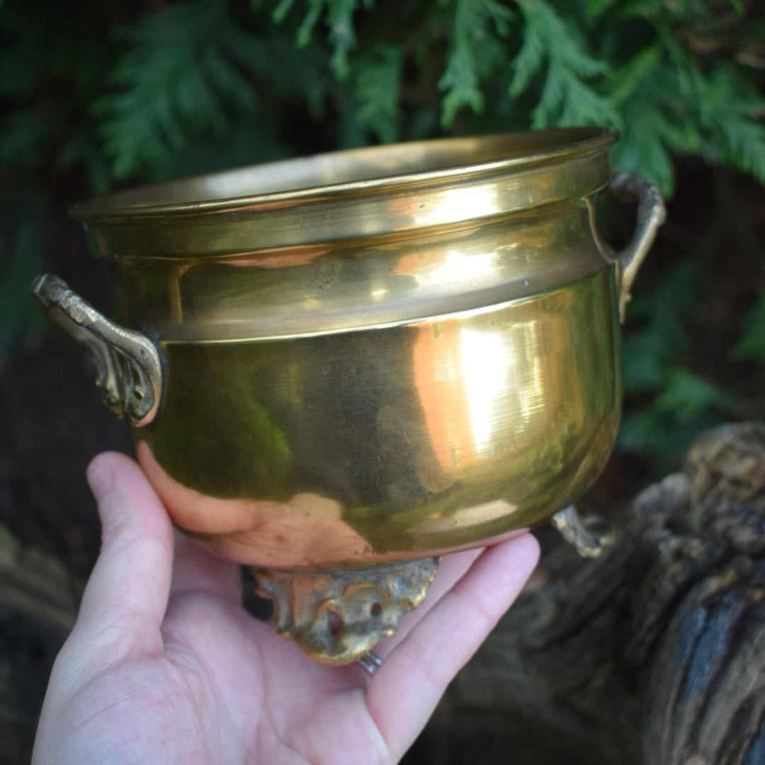 Vintage Medium Brass Cauldron