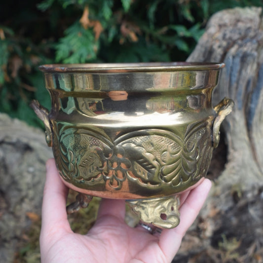 Vintage Medium Brass Cauldron