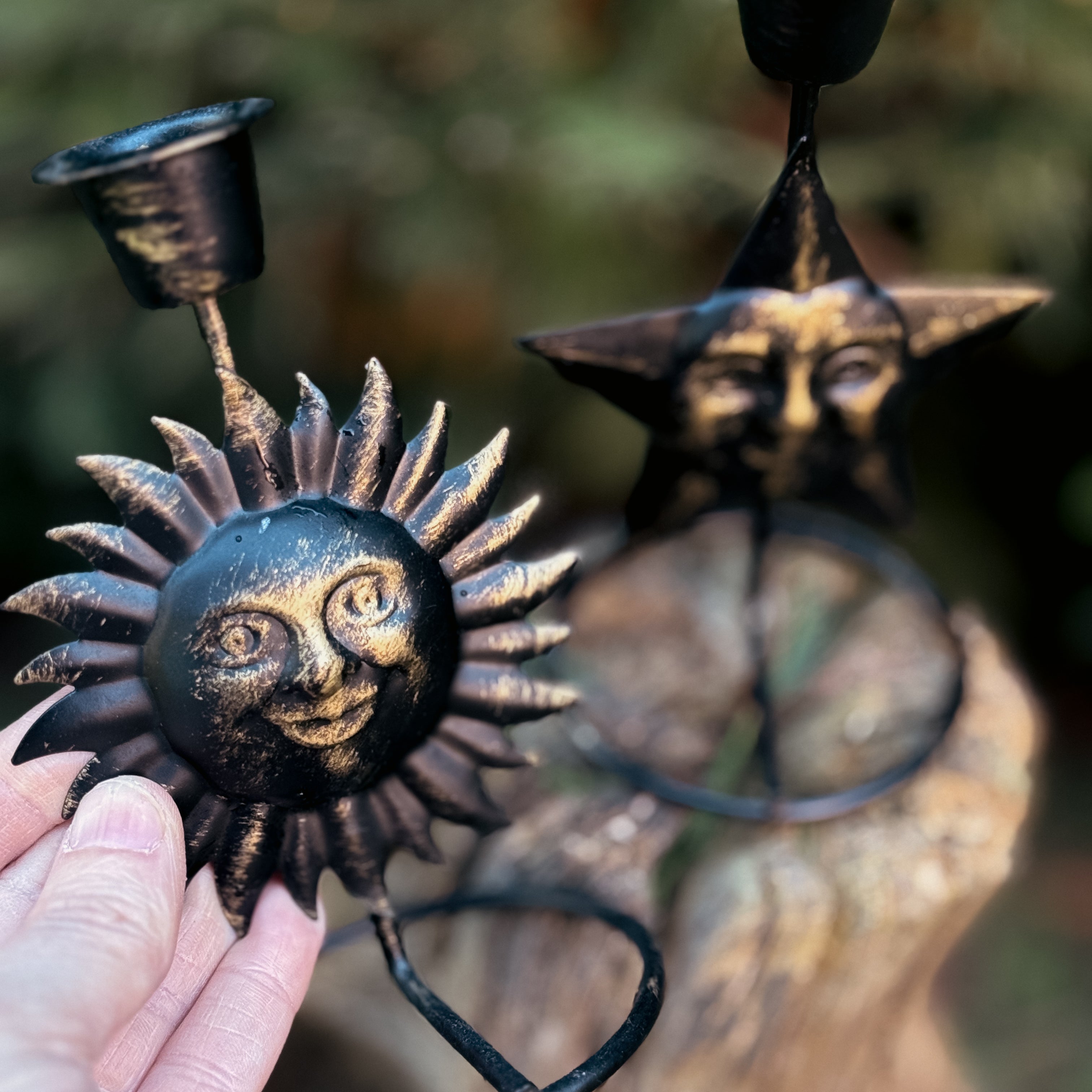 Vintage Sun & Star Candlestick Holders