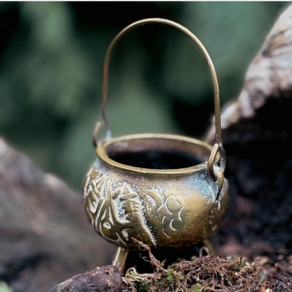 Small Vintage Brass Cauldron