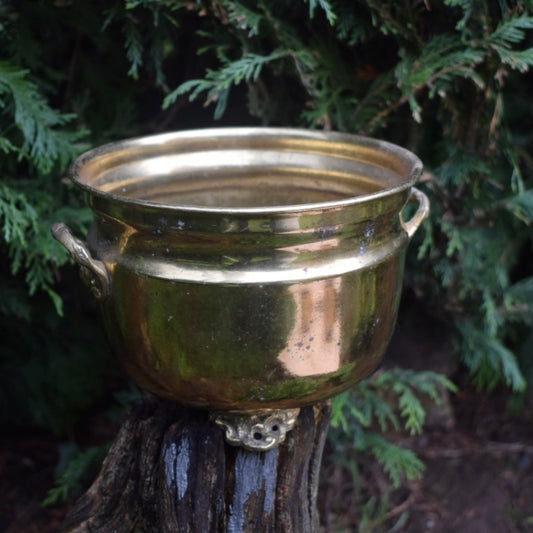 Vintage large brass cauldron