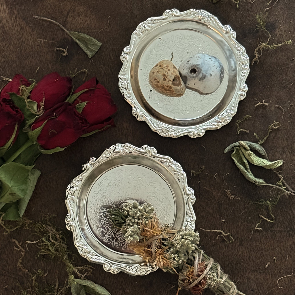 Small Silver Vintage Style Spell Plate