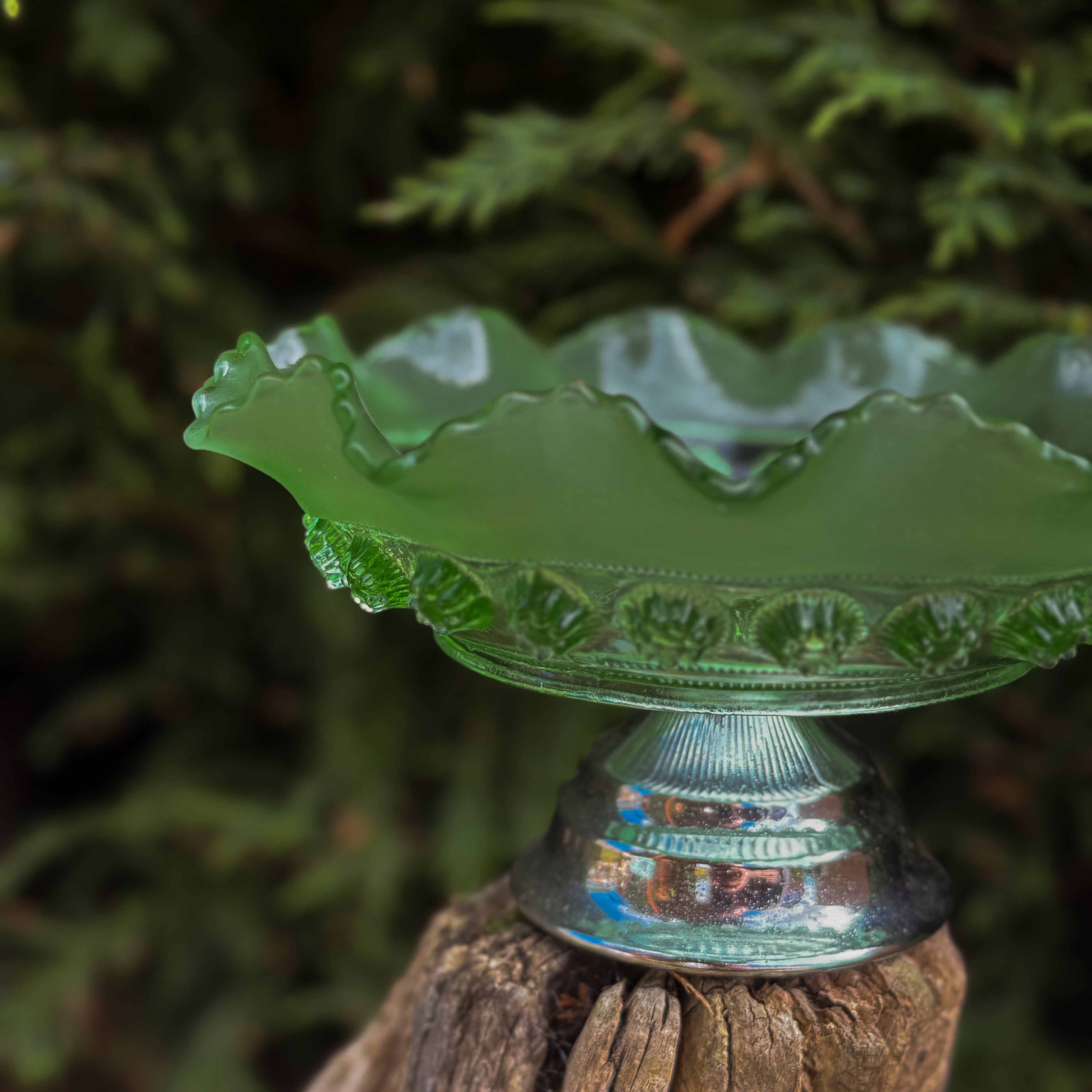 Vintage Green Glass Bowl
