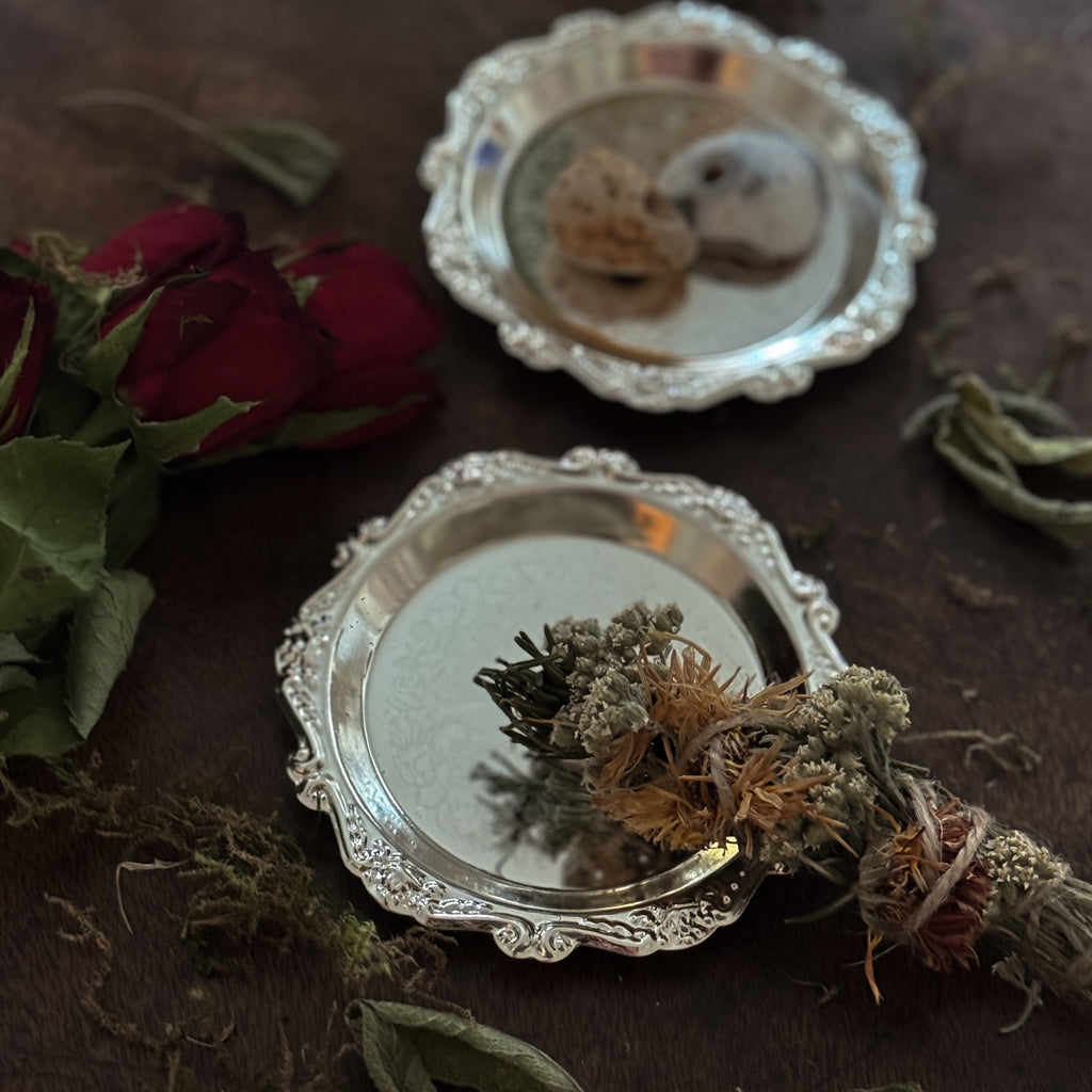 Small Silver Vintage Style Spell Plate